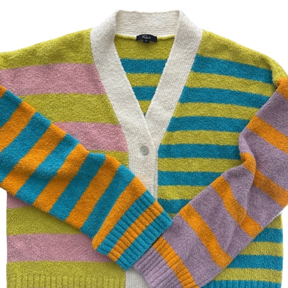 Rails Women Cardigan Medium Cotton Cashmere Oversized Stripe Fuzzy Sweater - Picture 6 of 8